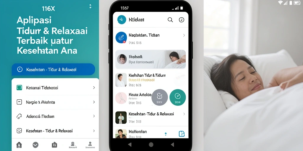Antarmuka aplikasi 116X dengan fitur Tidur & Relaksasi yang menarik.