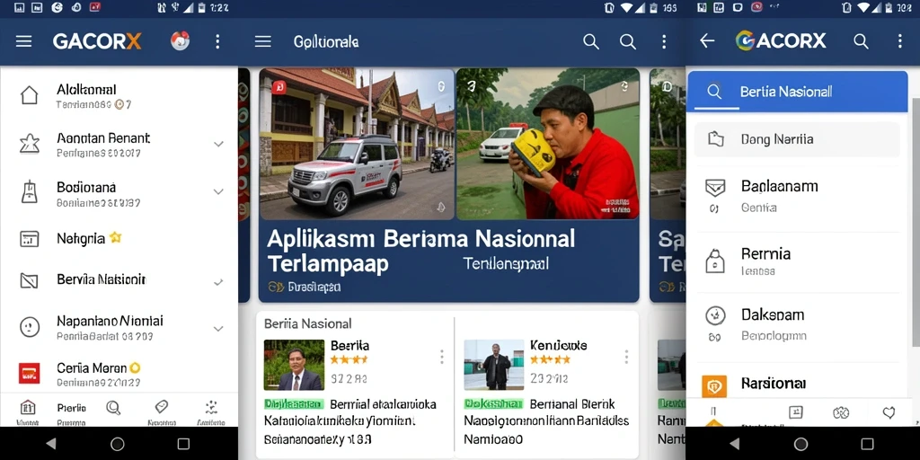 Antarmuka aplikasi GACORX yang menampilkan informasi berita terkini.