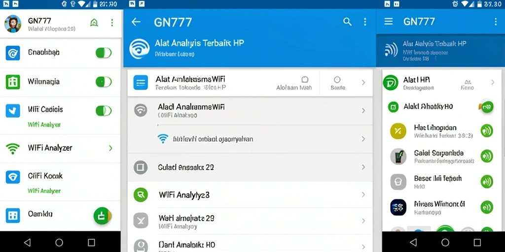 Tampilan antarmuka GN777 yang informatif untuk WiFi Analyzer.
