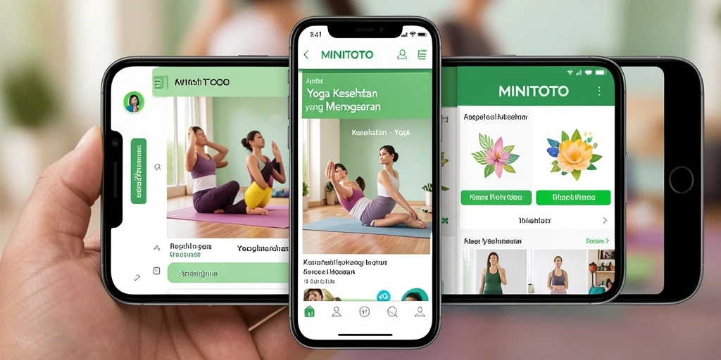 Screenshot aplikasi MINITOTO menampilkan antarmuka latihan Yoga yang menarik dan interaktif.